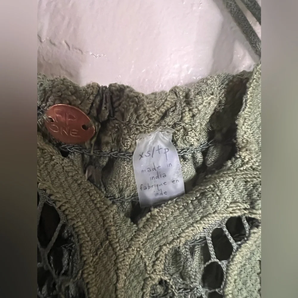 Free People Lace Green Spaghetti Strap Adjustable Tank Size Extra Small - Picture 6 of 7